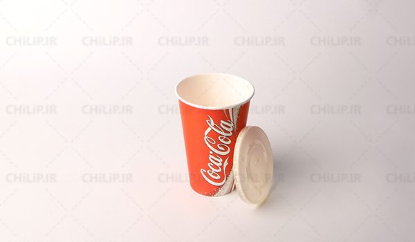 لیوان کاغذی 360 سی سی درب دار طرح کوکا کولا