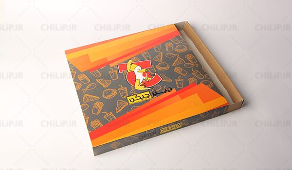 طراحی و چاپ جعبه پیتزا فست فود چیتر چیکن کبریتی