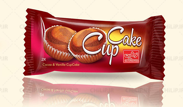 طراحی بسته بندی محصولات غذایی کاپ کیک نوشین
